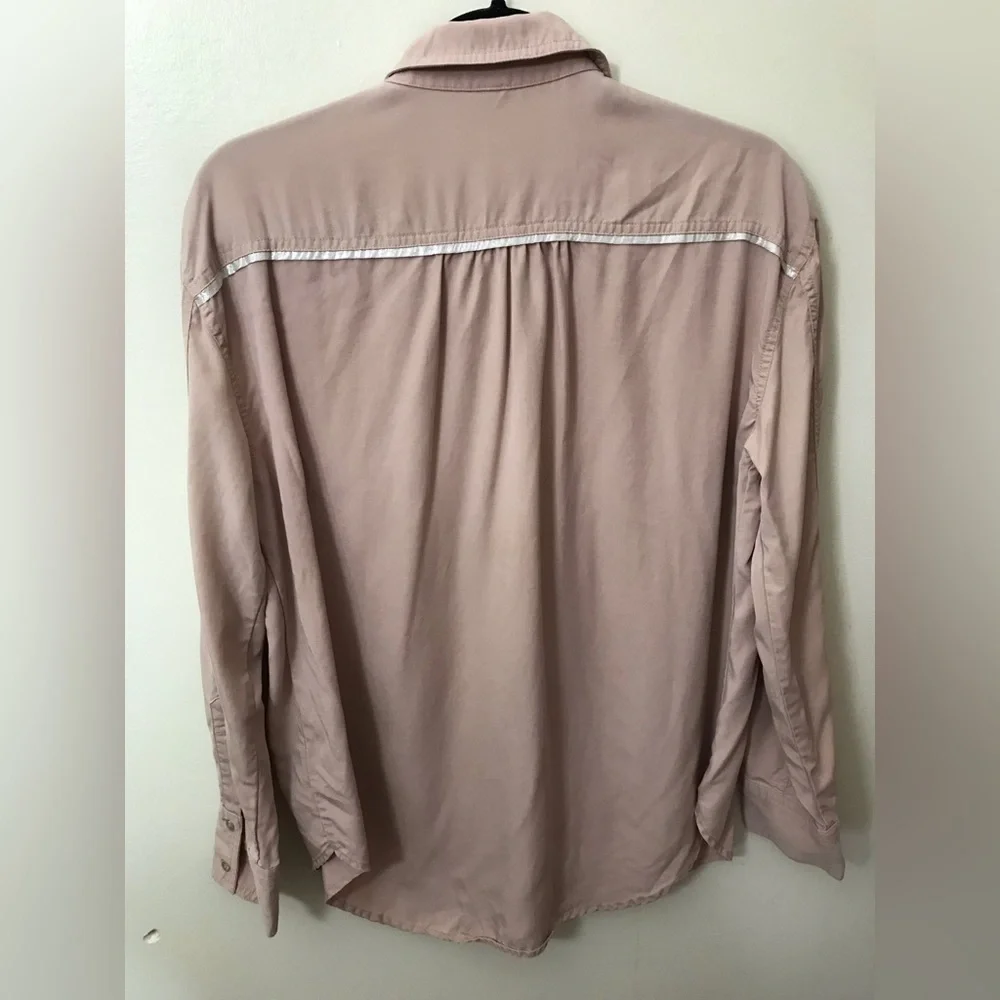 Free People Womens Tencel Soft Lightweight Long Sleeve Button Down Shirt Size S